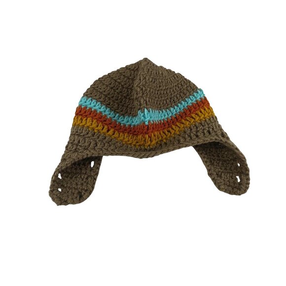 Handmade Crochet Knitted Earflap Hat Colorful Stripes For Kids Winter Warm - Picture 8 of 9